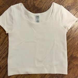 Athleta White Ribbed Crop Top